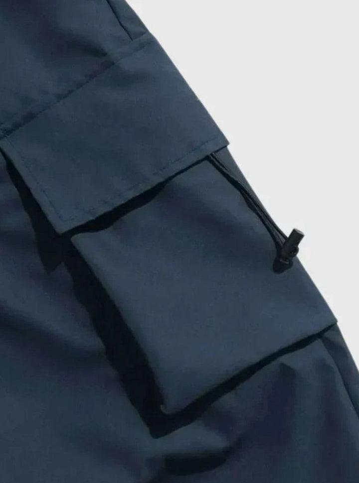 Men's Wide-Leg Drawstring Cargo Trousers Elasticated Waist