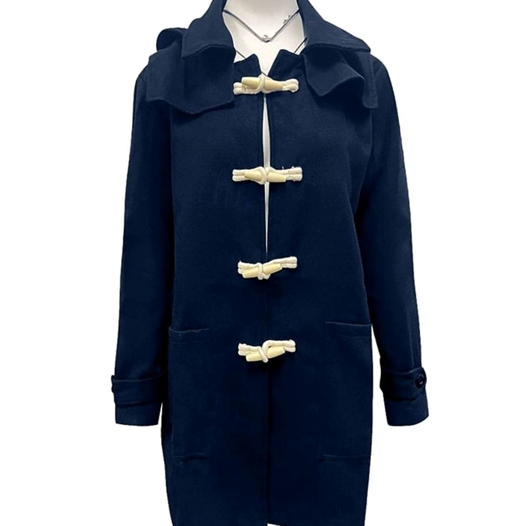 Men's Wool Hooded Toggle-Closure Long Overcoat