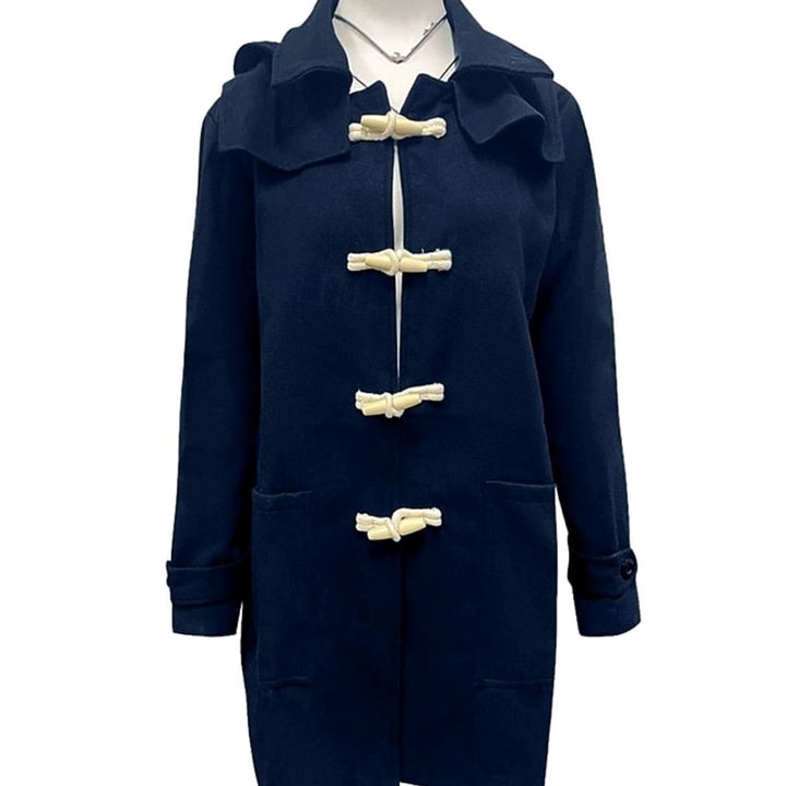 Men's Wool Hooded Toggle-Closure Long Overcoat