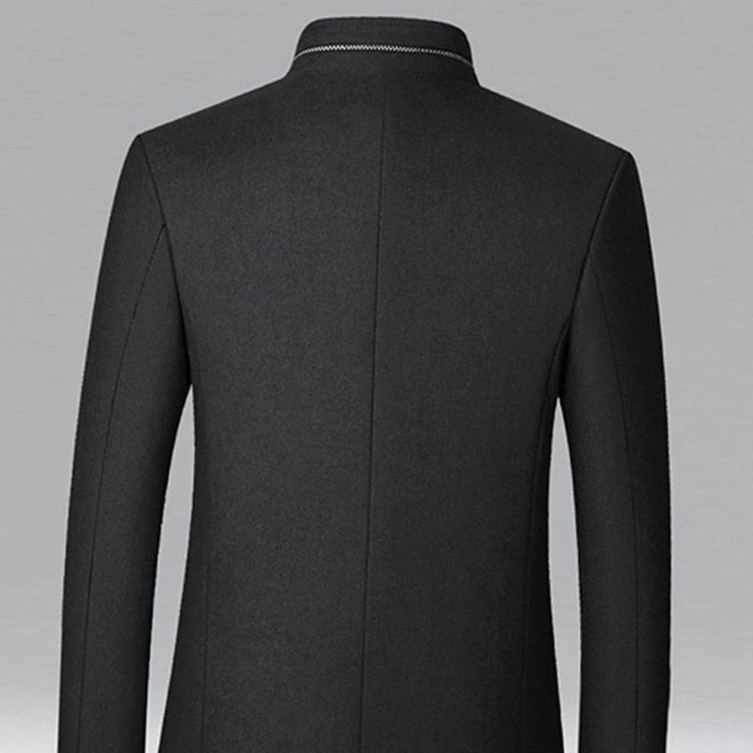 Men's Wool Stand-Collar Single-Breasted Tailored Overcoat