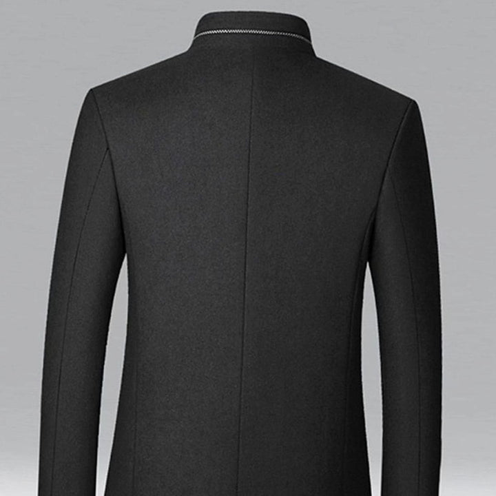 Men's Wool Stand-Collar Single-Breasted Tailored Overcoat