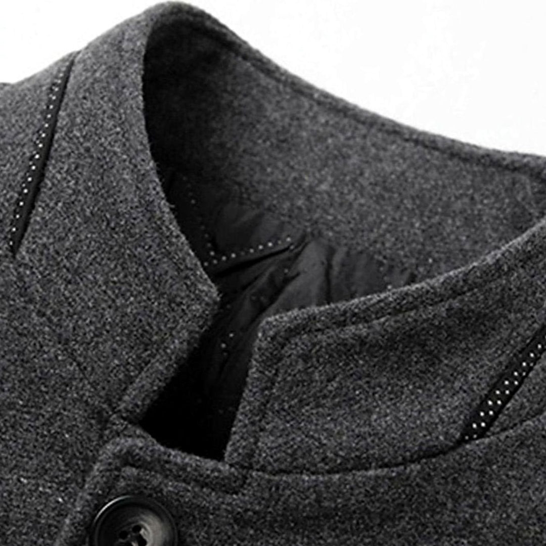 Men's Wool Stand-Collar Single-Breasted Tailored Overcoat
