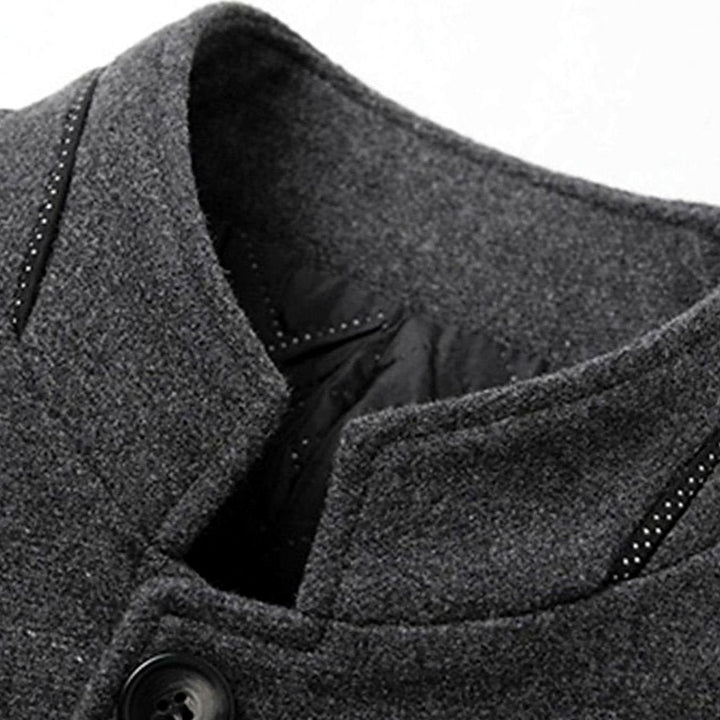 Men's Wool Stand-Collar Single-Breasted Tailored Overcoat