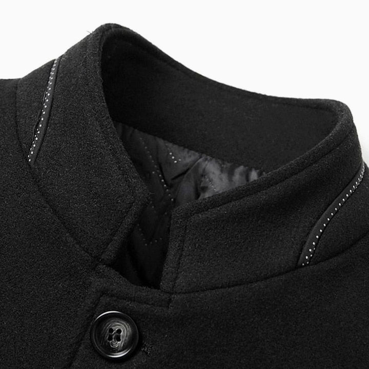 Men's Wool Stand-Collar Single-Breasted Tailored Overcoat