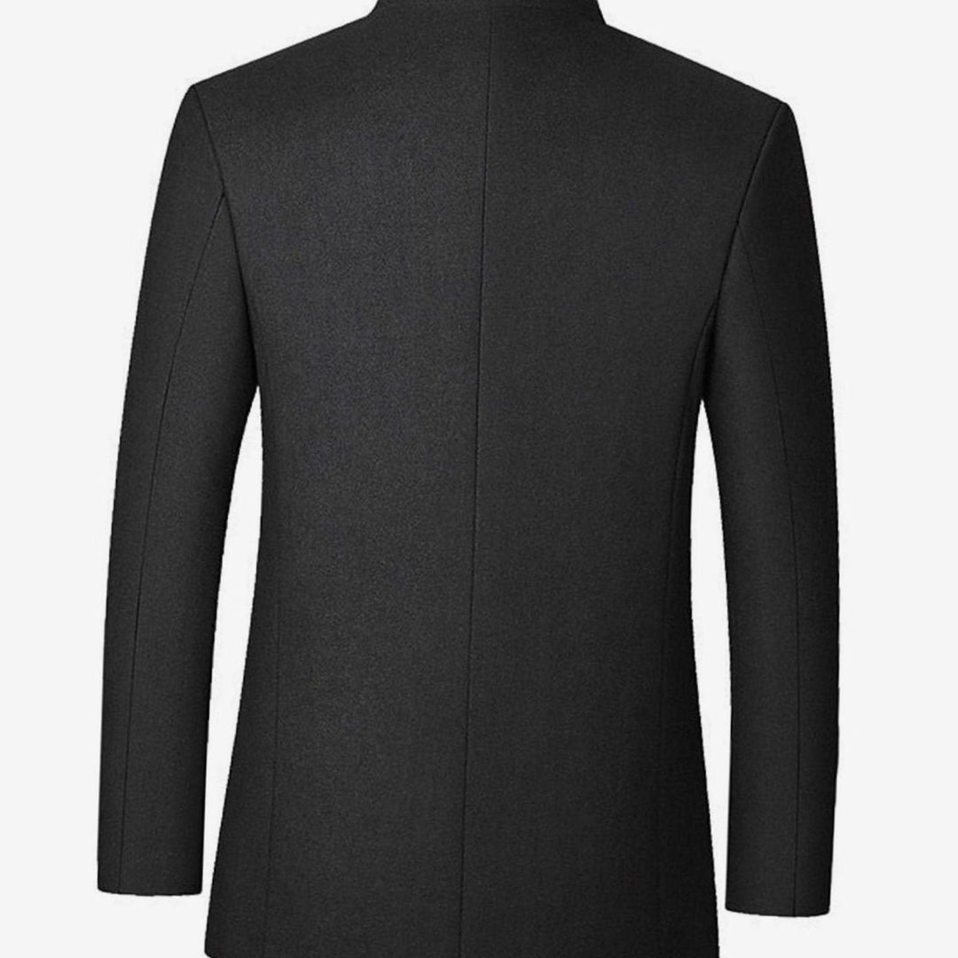 Men's Wool Stand-Collar Single-Breasted Tailored Overcoat