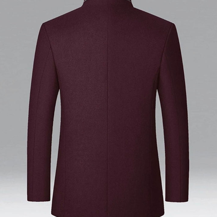 Men's Wool Stand-Collar Single-Breasted Tailored Overcoat
