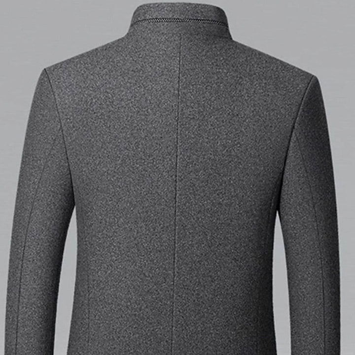 Men's Wool Stand-Collar Single-Breasted Tailored Overcoat