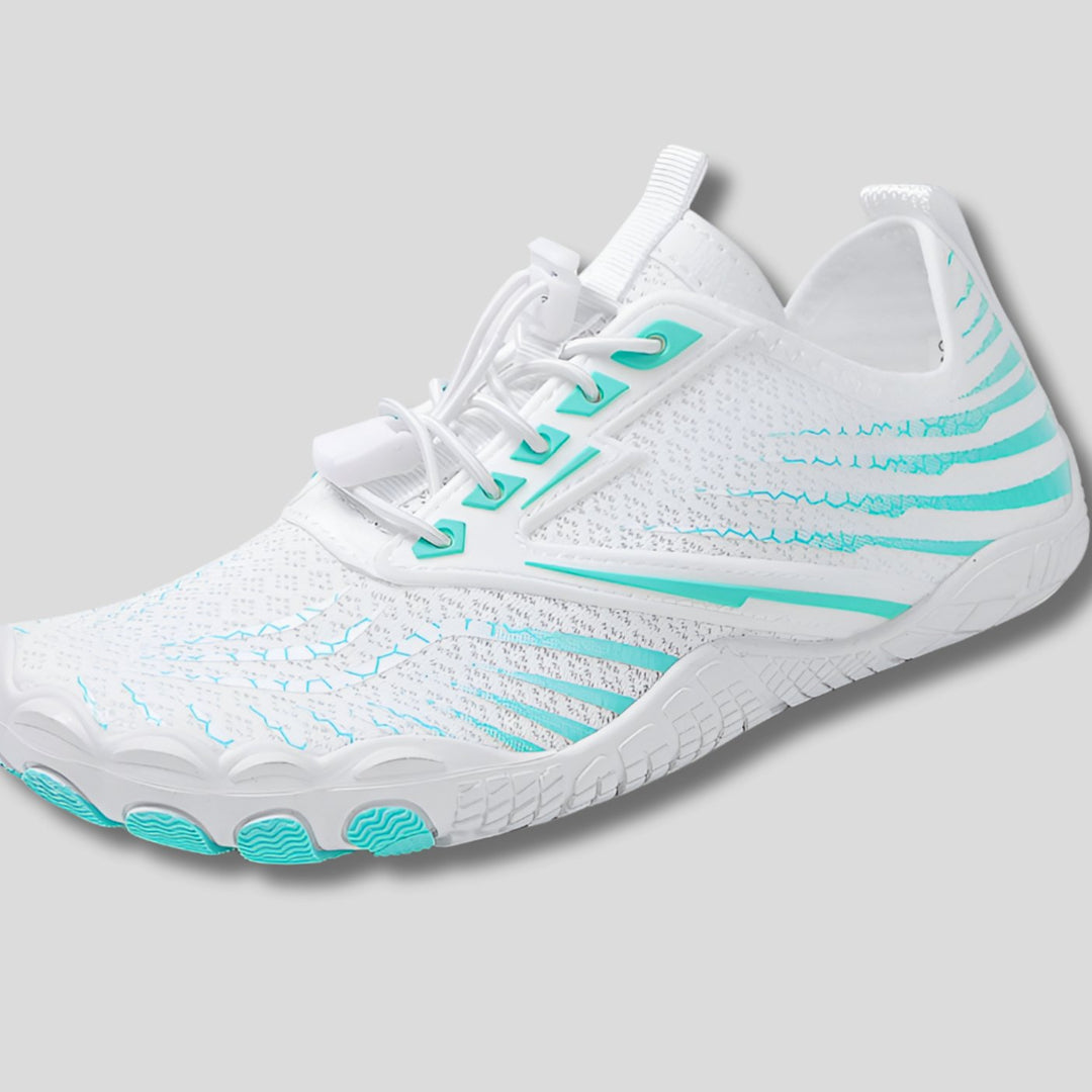 Unisex Lightweight Quick-Dry Barefoot Aqua Water Shoes - White/Blue