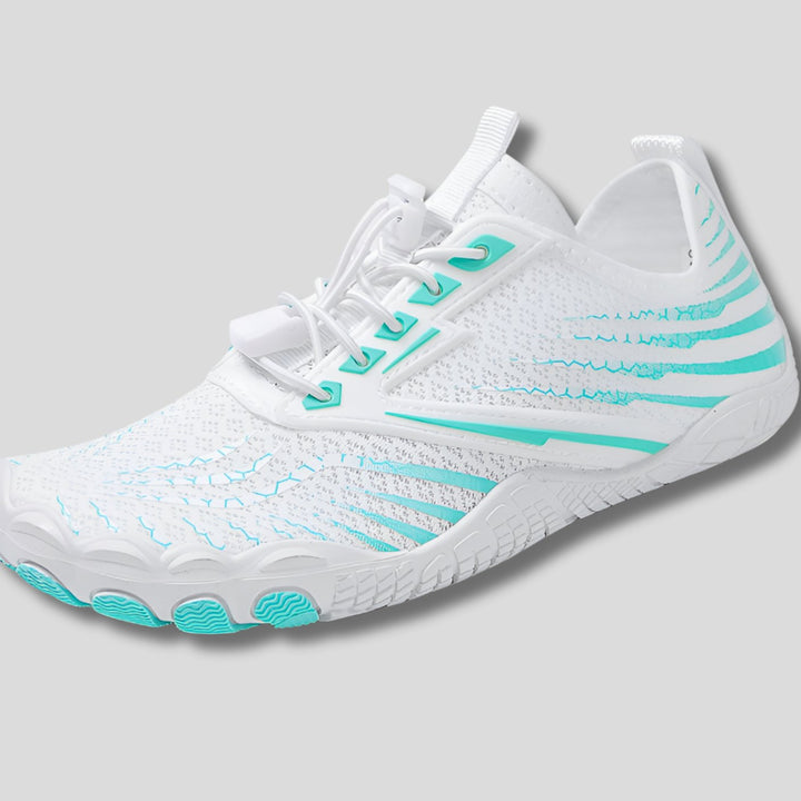 Unisex Lightweight Quick-Dry Barefoot Aqua Water Shoes - White/Blue