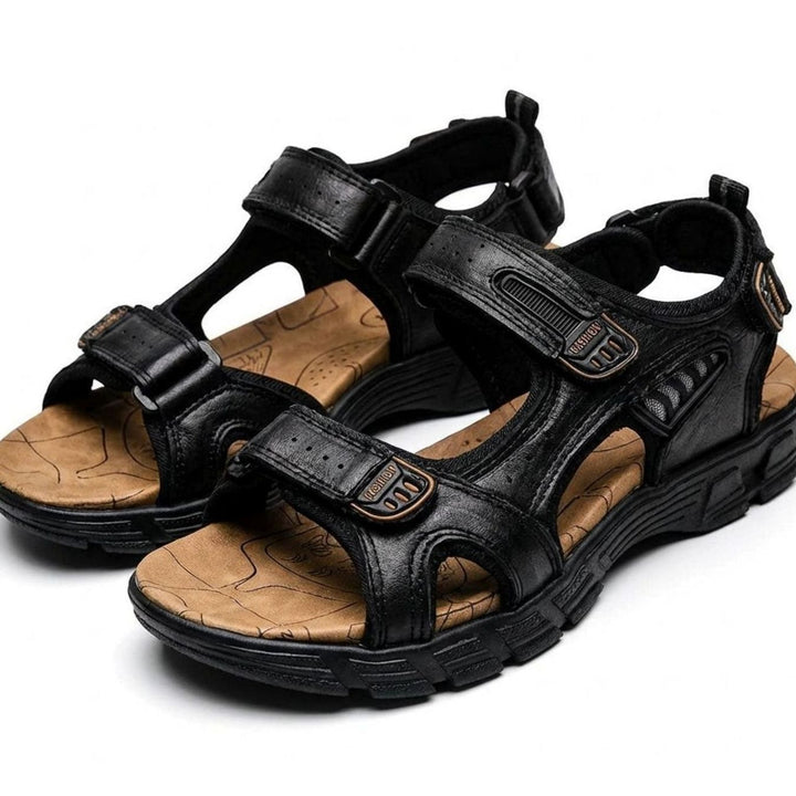 Unisex Outdoor Trekking Sandals Velcro Adjustable Grip Sole - Black