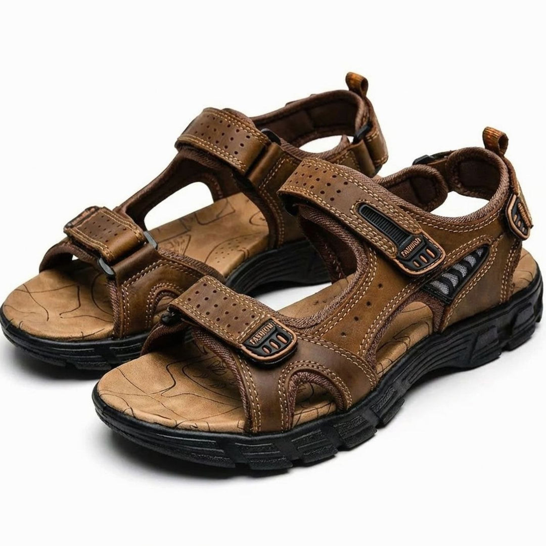 Unisex Outdoor Trekking Sandals Velcro Adjustable Grip Sole - Brown
