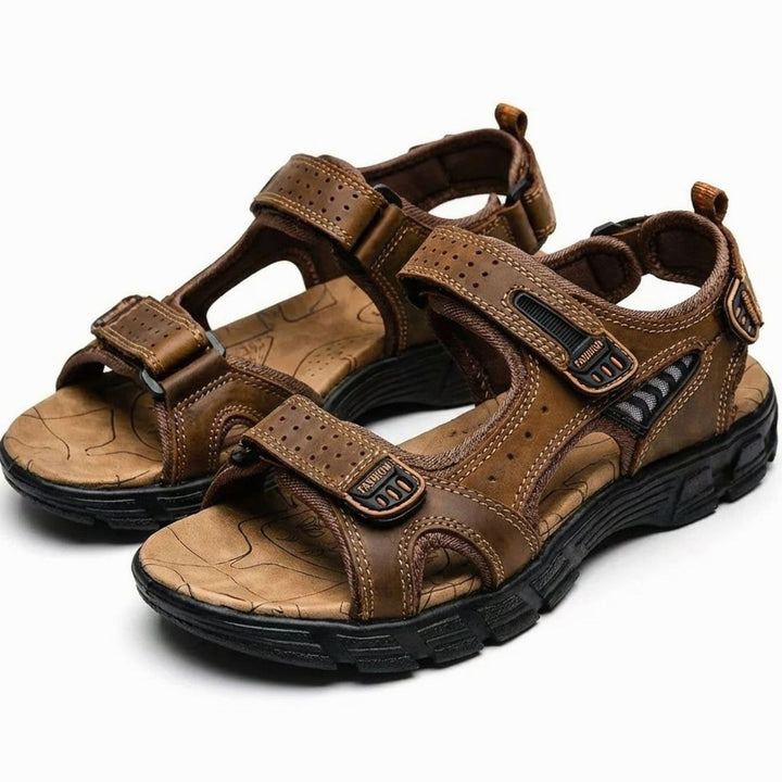 Unisex Outdoor Trekking Sandals Velcro Adjustable Grip Sole - Brown
