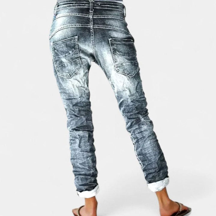 Women's Acid-Wash Slim-Fit Cropped Stretch Jeans