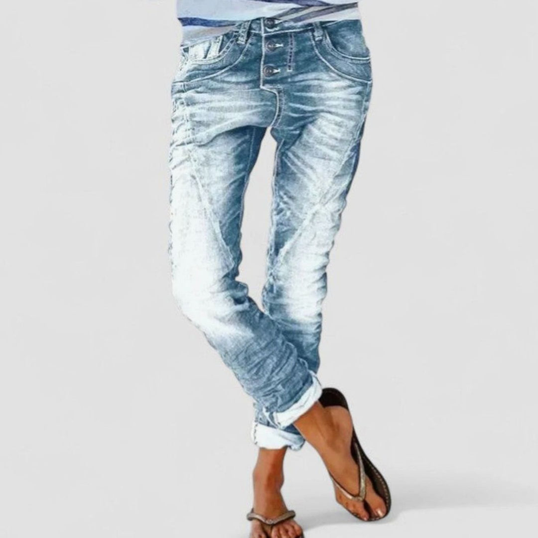 Women's Acid-Wash Slim-Fit Cropped Stretch Jeans - Light Blue
