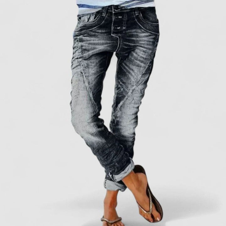 Women's Acid-Wash Slim-Fit Cropped Stretch Jeans