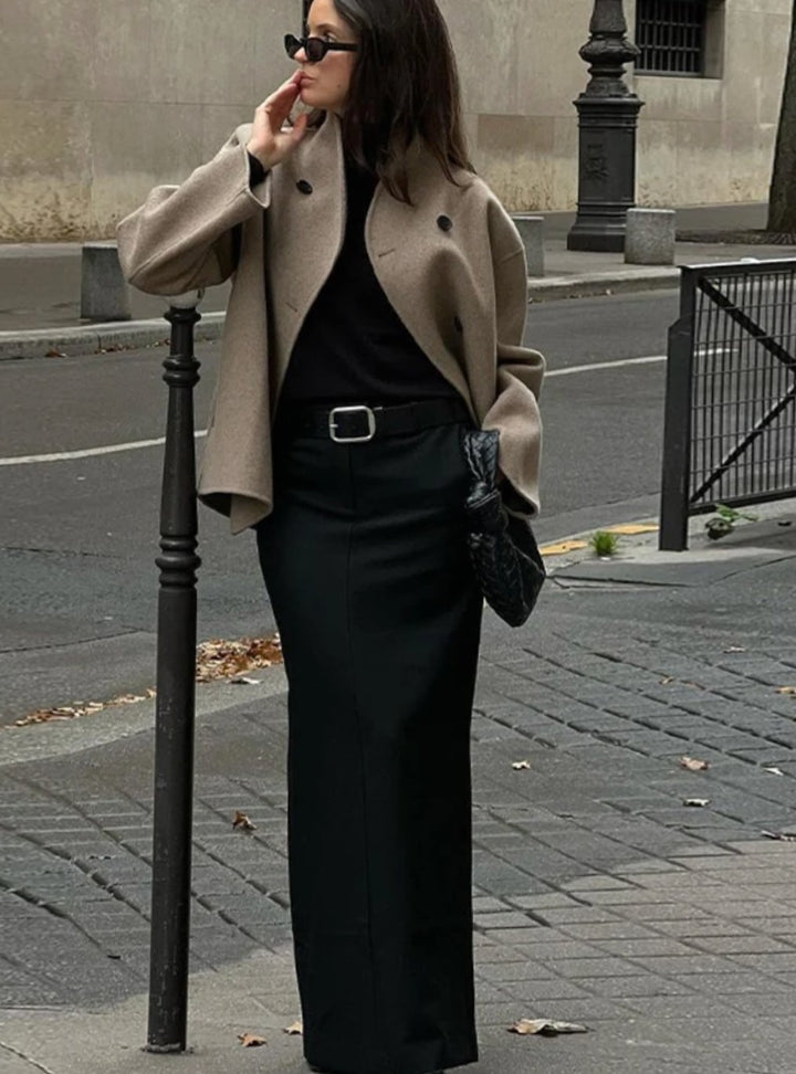 Women's Asymmetric Wide-Lapel Double-Breasted Trench Coat