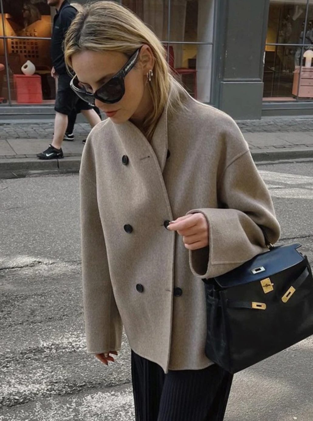 Women's Asymmetric Wide-Lapel Double-Breasted Trench Coat