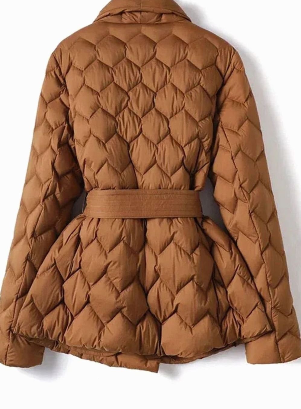 Women's Belted Diamond-Quilt Down Puffer Jacket