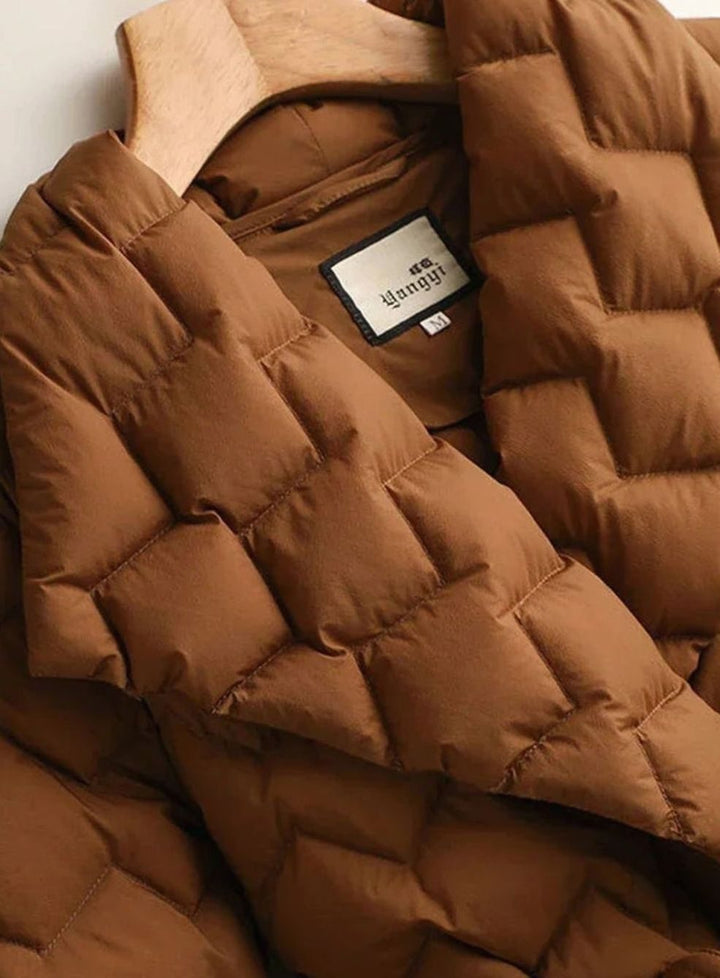 Women's Belted Diamond-Quilt Down Puffer Jacket