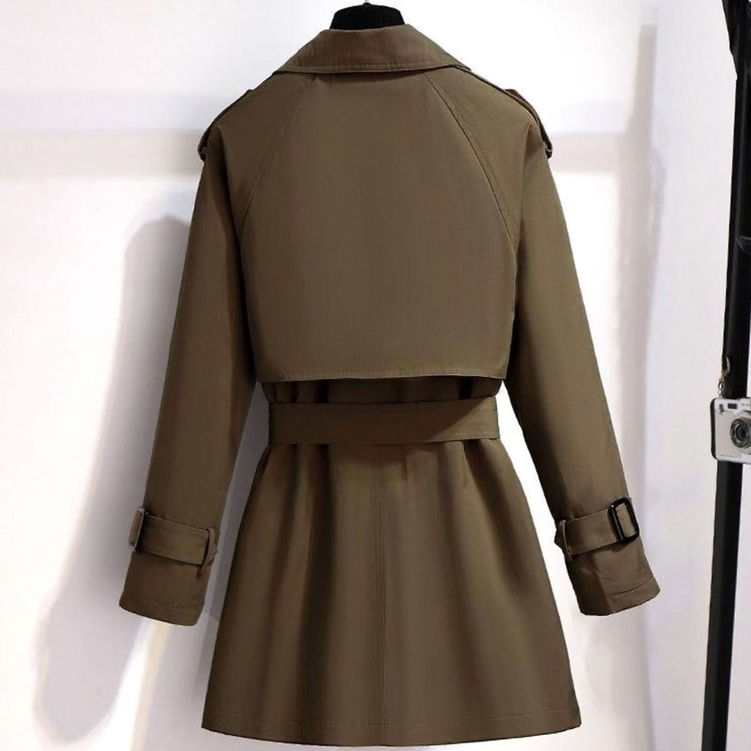 Women's Belted Double-Breasted Trench Coat Adjustable Cuff