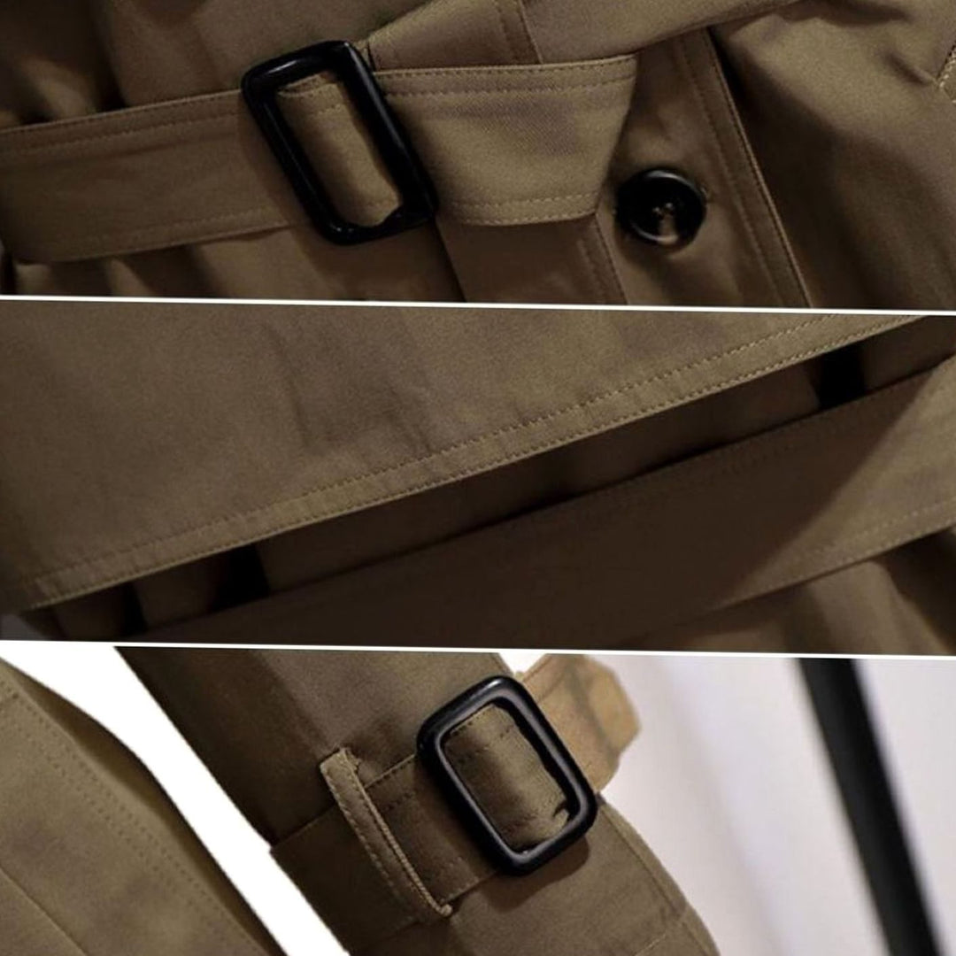 Women's Belted Double-Breasted Trench Coat Adjustable Cuff