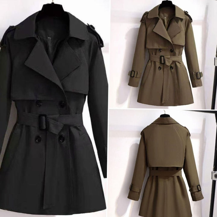 Women's Belted Double-Breasted Trench Coat Adjustable Cuff