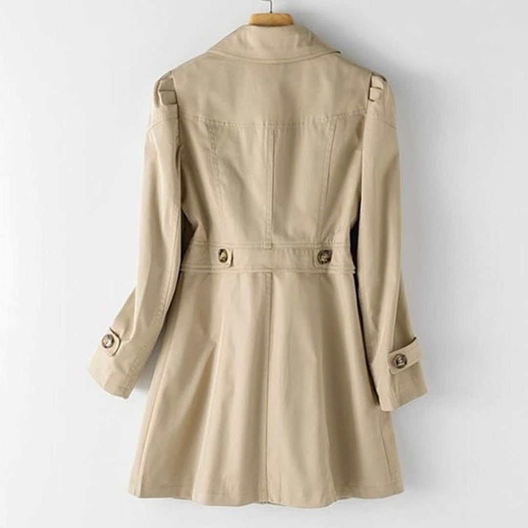 Women's Belted Double-Breasted Trench Coat Stand Collar, Beige