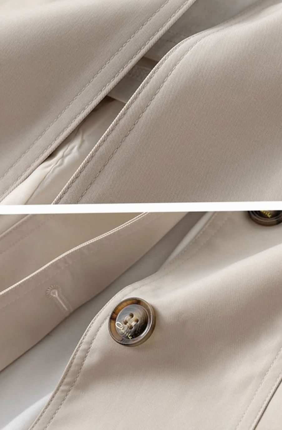 Women's Belted Double-Breasted Trench Coat Stand Collar, Beige