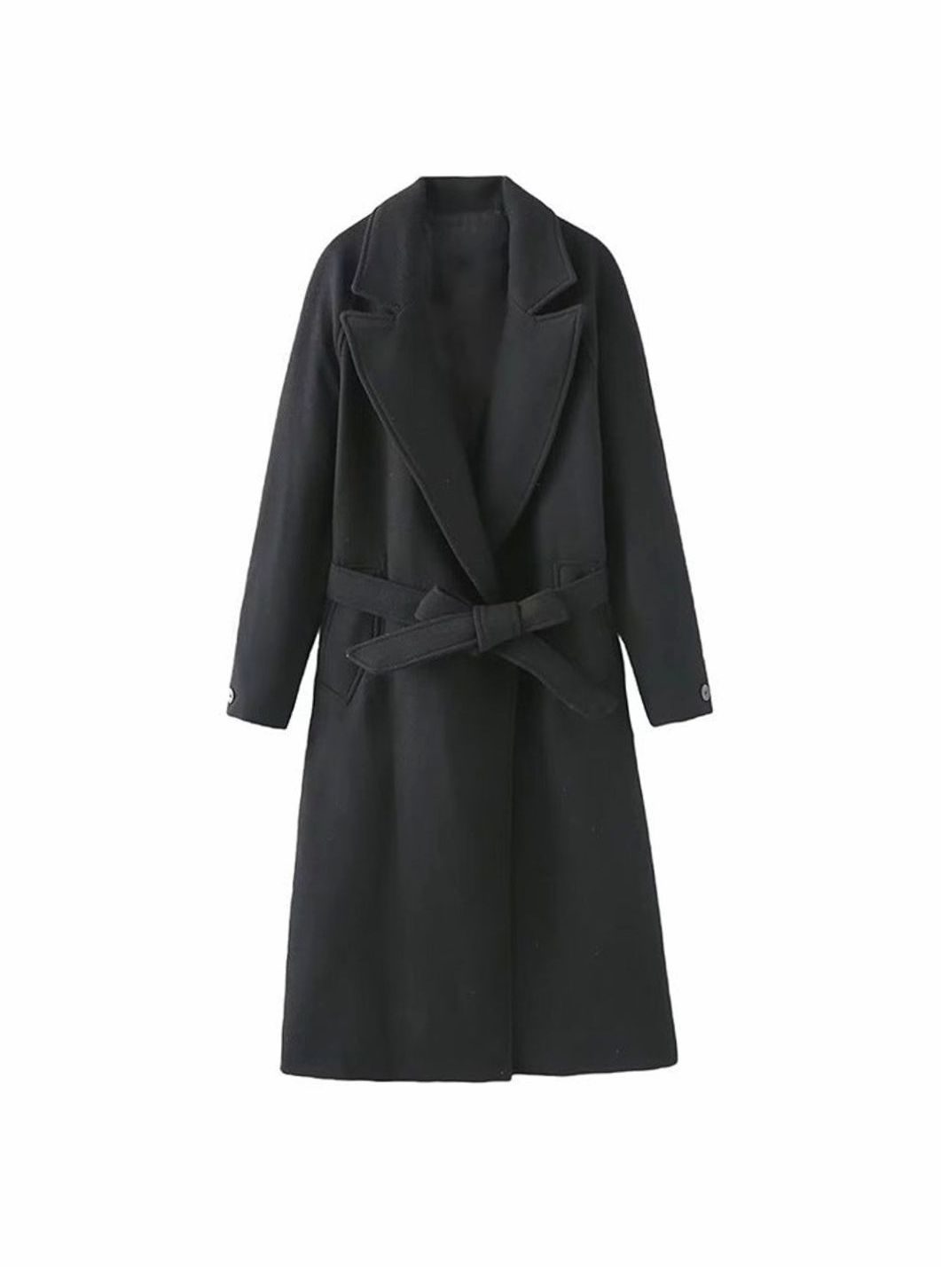 Women's Belted Longline Open-Front Trench Coat