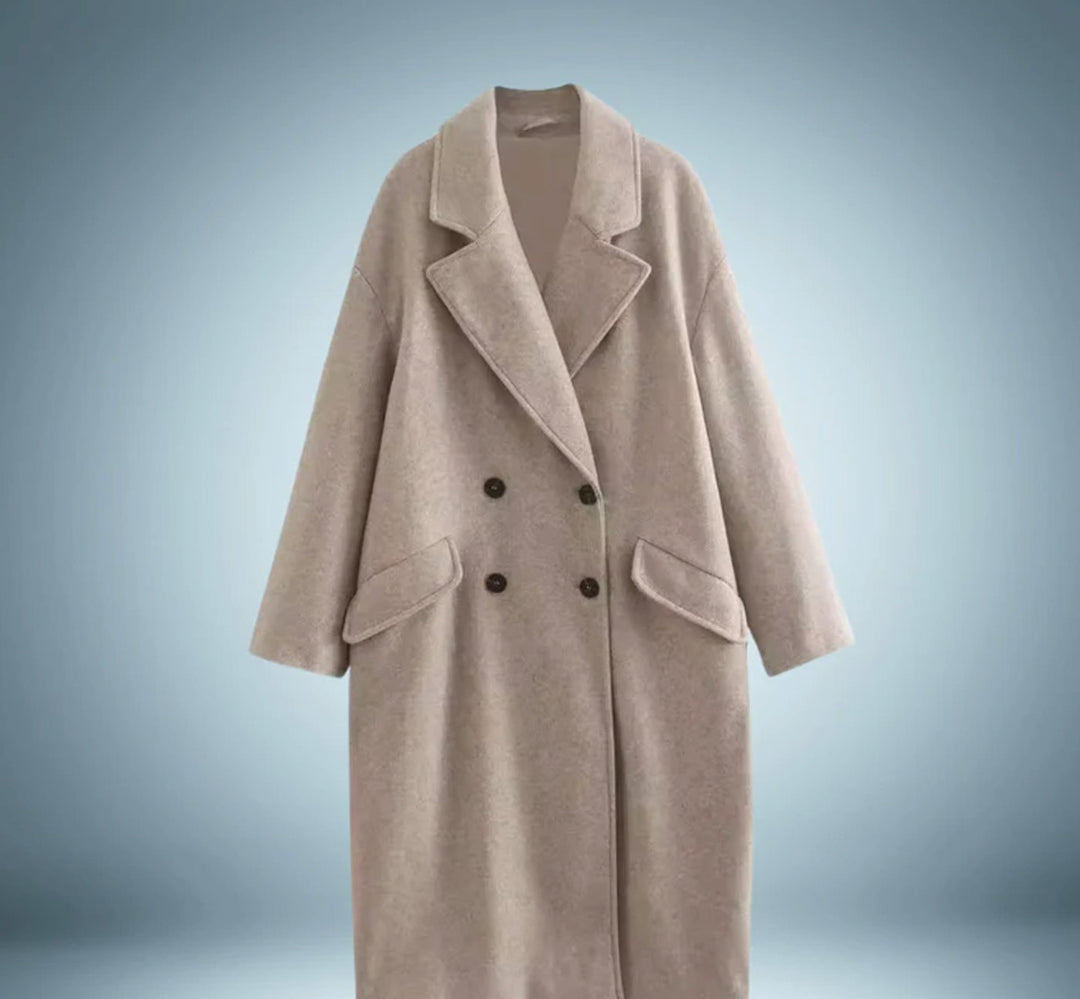 Women's Belted Longline Open-Front Trench Coat - Beige