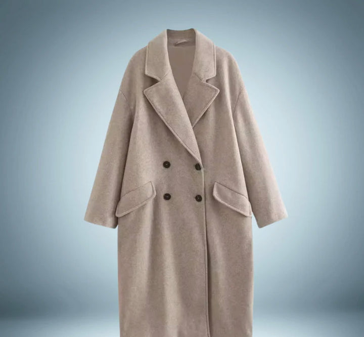 Women's Belted Longline Open-Front Trench Coat - Beige