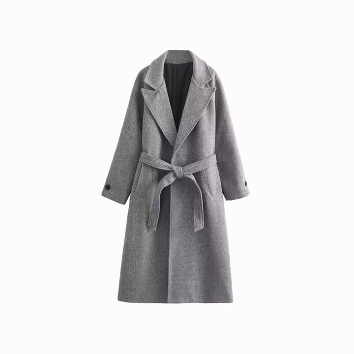 Women's Belted Longline Open-Front Trench Coat