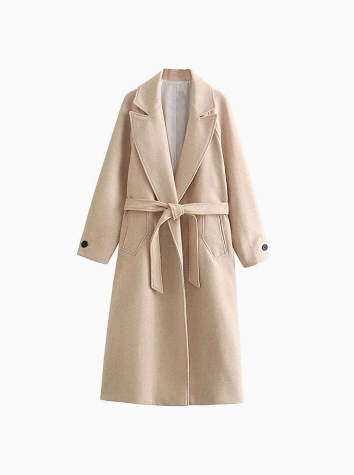 Women's Belted Longline Open-Front Trench Coat