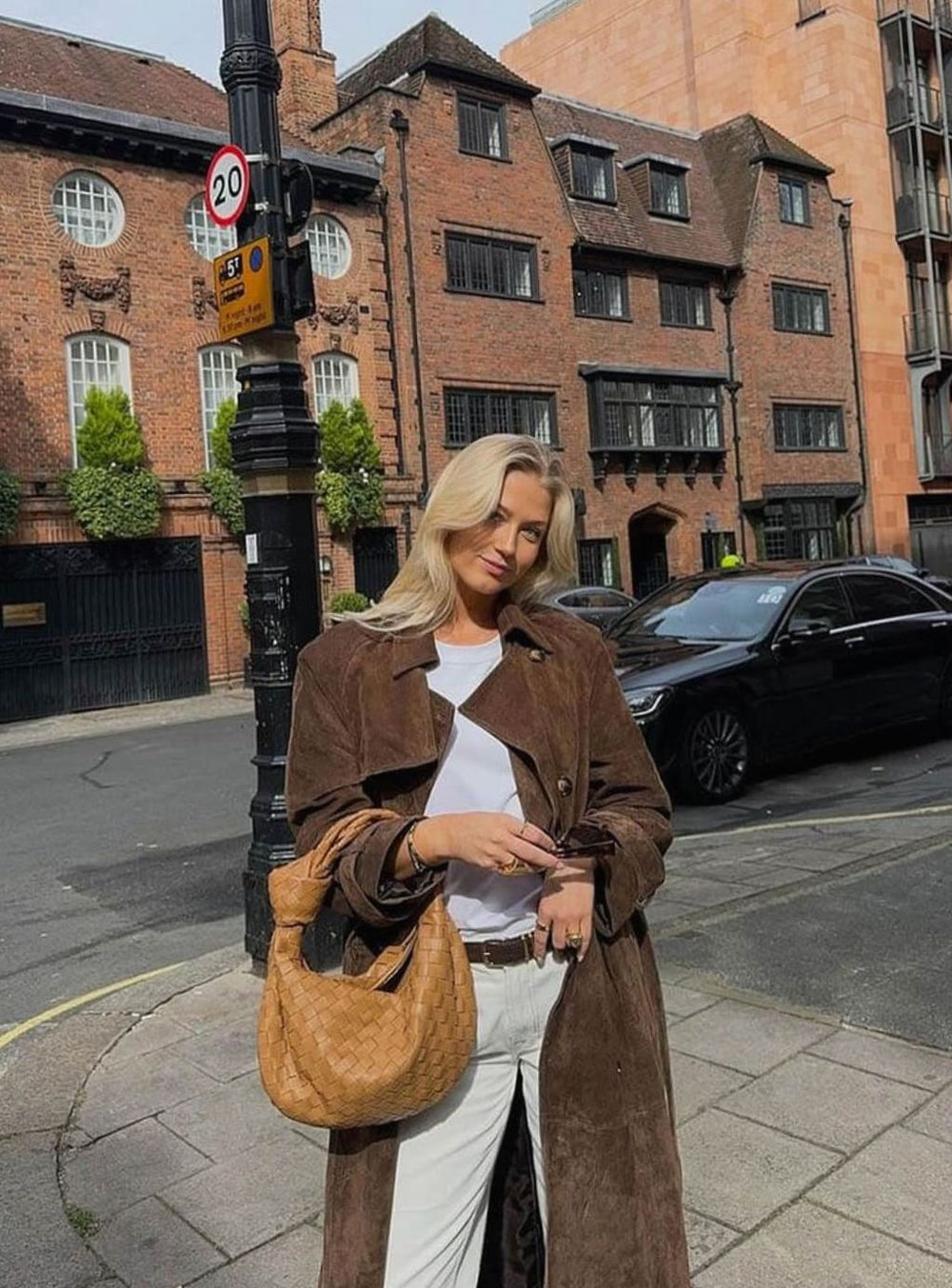 Women's Belted Suede Longline Trench Coat