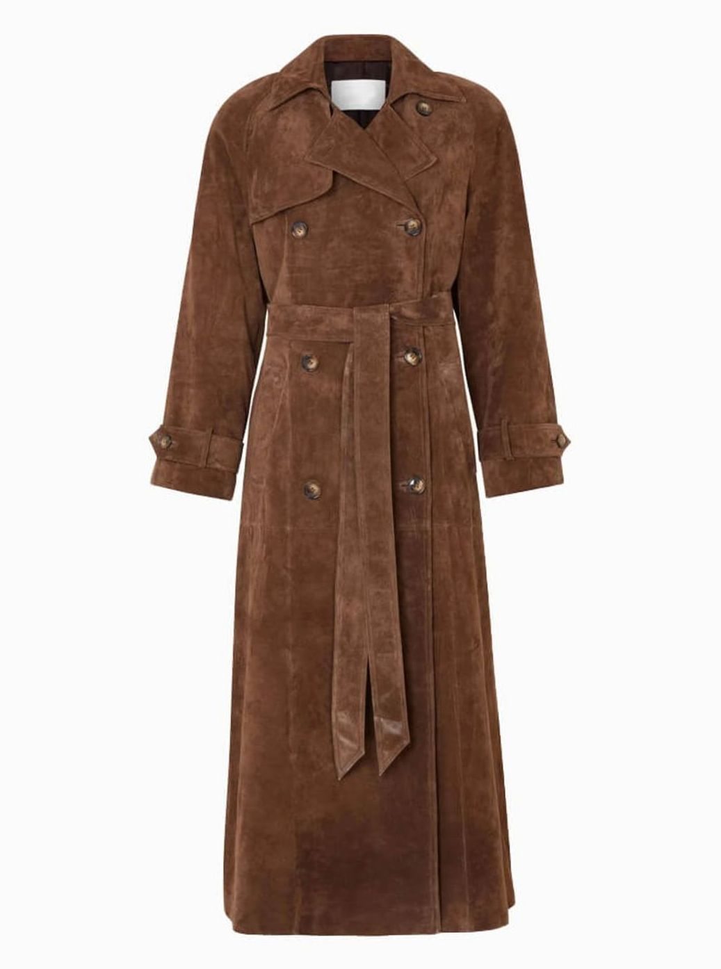 Women's Belted Suede Longline Trench Coat