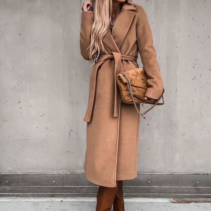 Women's Belted Wool-Mix Longline Trench Coat - Khaki