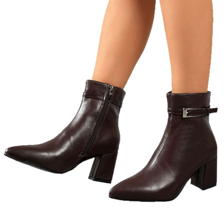 Women's Block Heel Pointed-Toe Side-Zip Ankle Boots