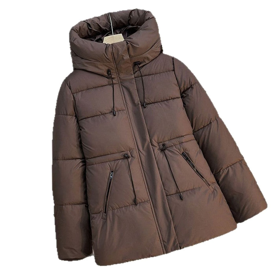 Women's Boxy Hooded Quilted Puffer Jacket Drawstring Waist