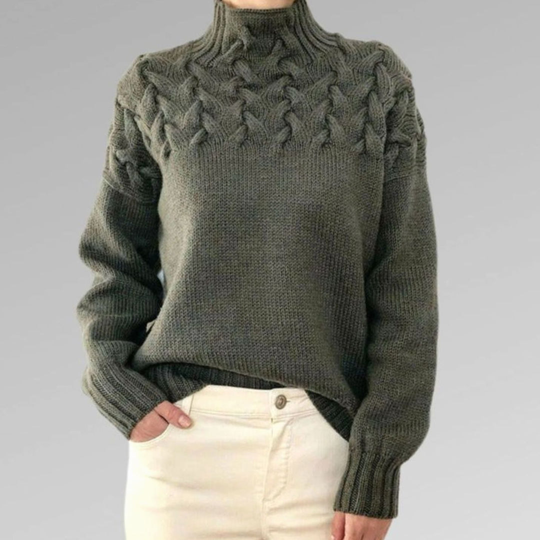 Women's Cable-Knit Turtleneck Jumper Relaxed Fit