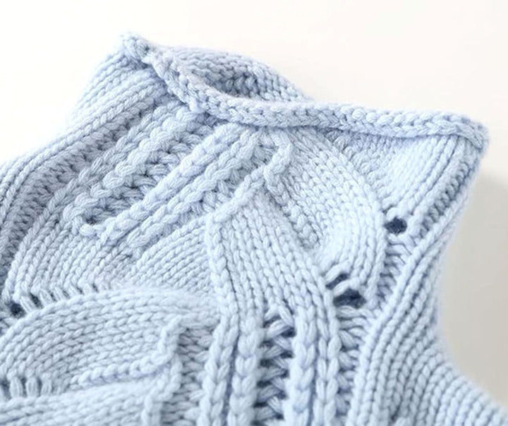 Women's Cable-Knit Turtleneck Knitted Jumper Relaxed Fit, Light Blue