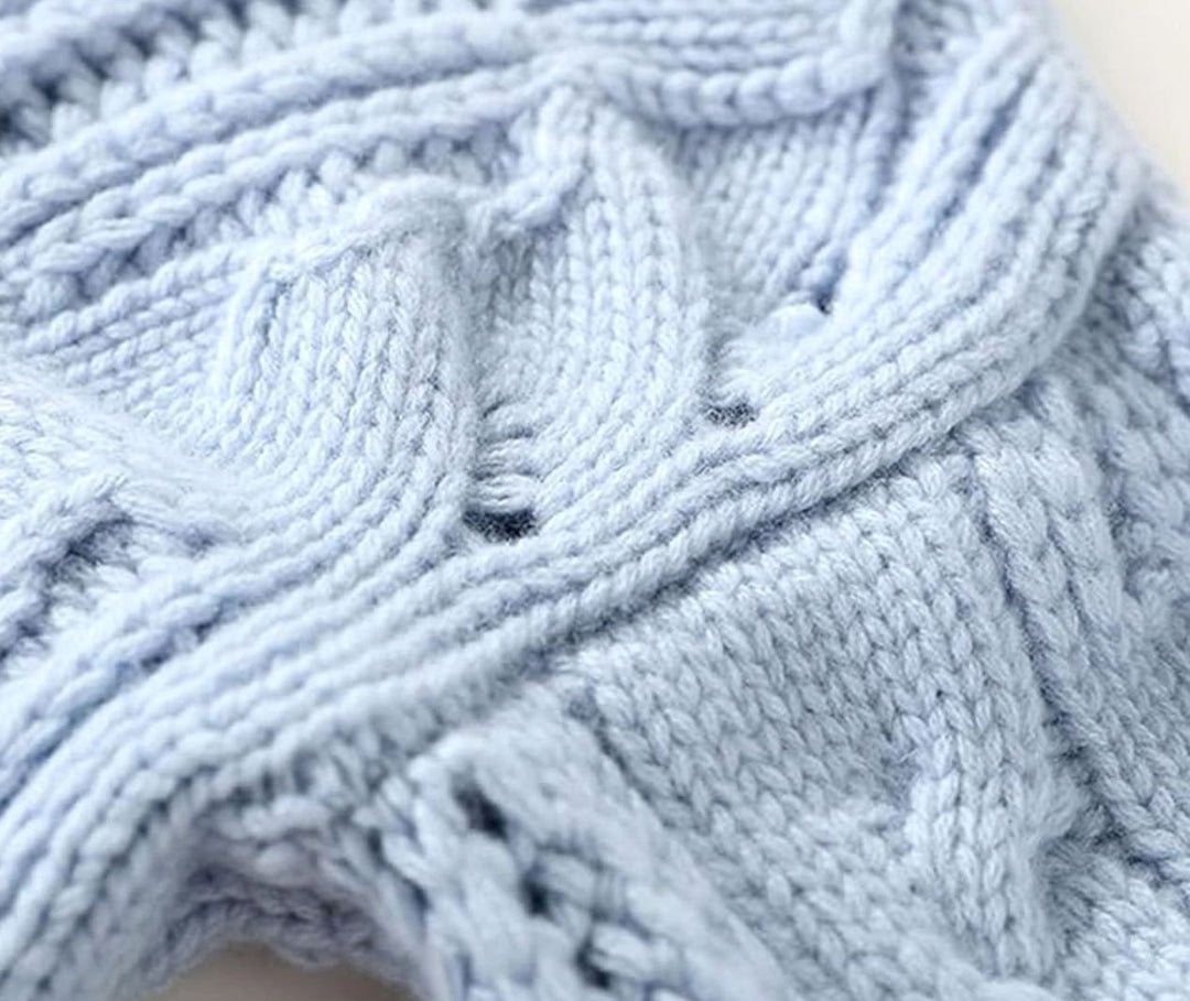 Women's Cable-Knit Turtleneck Knitted Jumper Relaxed Fit, Light Blue