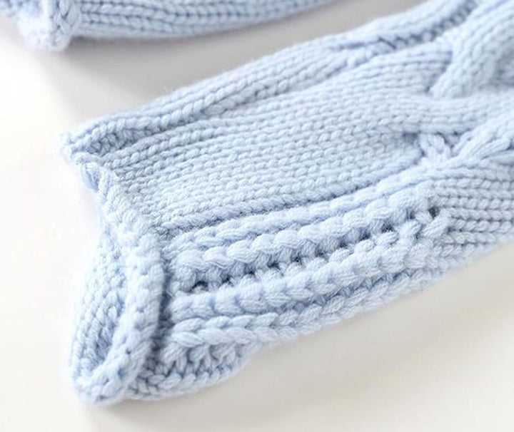 Women's Cable-Knit Turtleneck Knitted Jumper Relaxed Fit, Light Blue