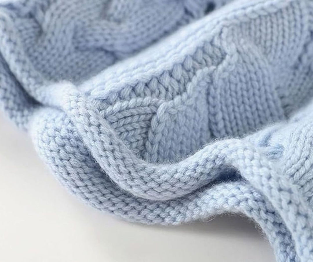 Women's Cable-Knit Turtleneck Knitted Jumper Relaxed Fit, Light Blue