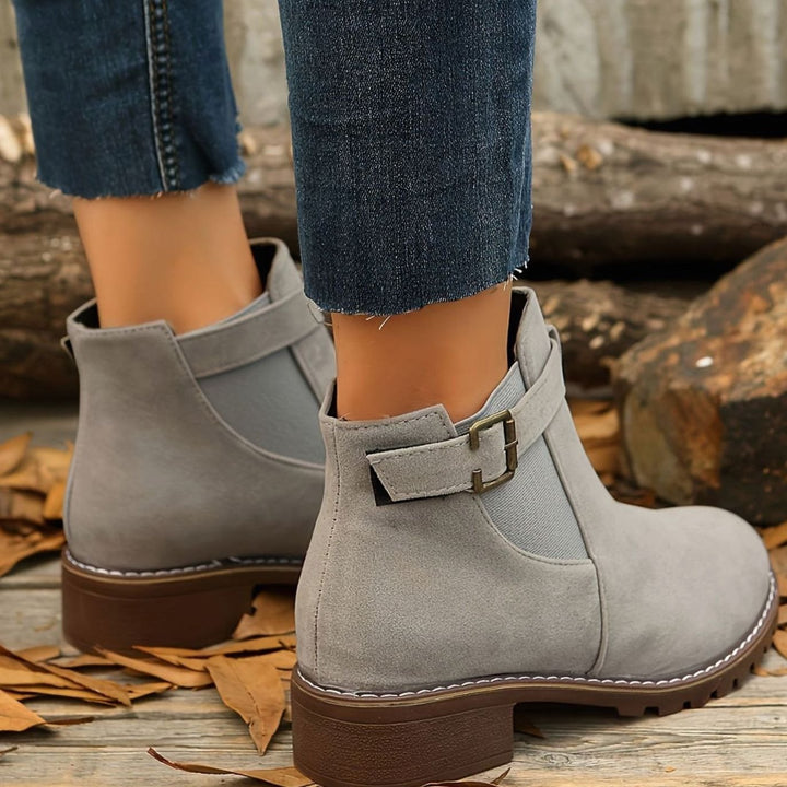 Women's Chelsea Ankle Boots Block Heel Buckle Strap