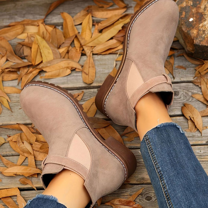 Women's Chelsea Ankle Boots Block Heel Buckle Strap - Light Pink