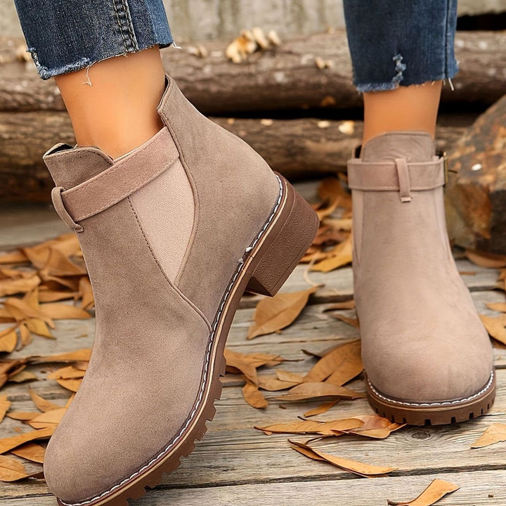 Women's Chelsea Ankle Boots Block Heel Buckle Strap