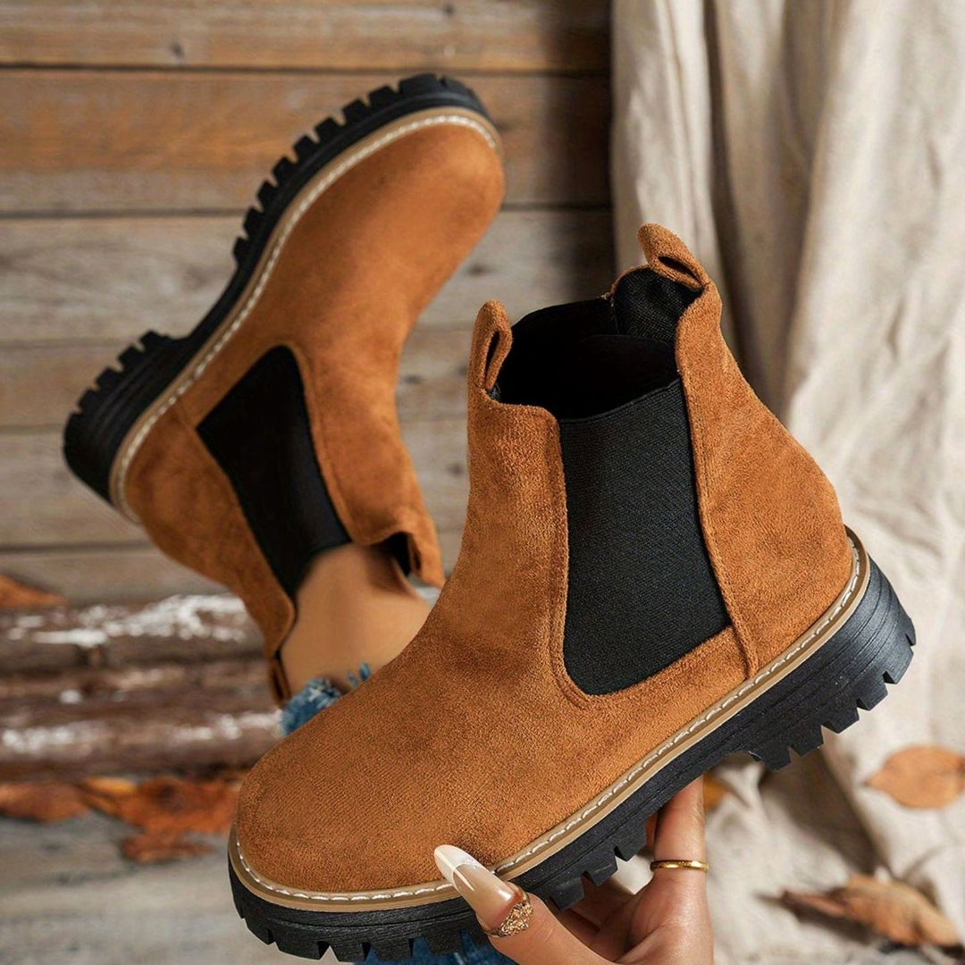 Women's Chunky-Sole Chelsea Slip-On Ankle Boots - Dark Brown