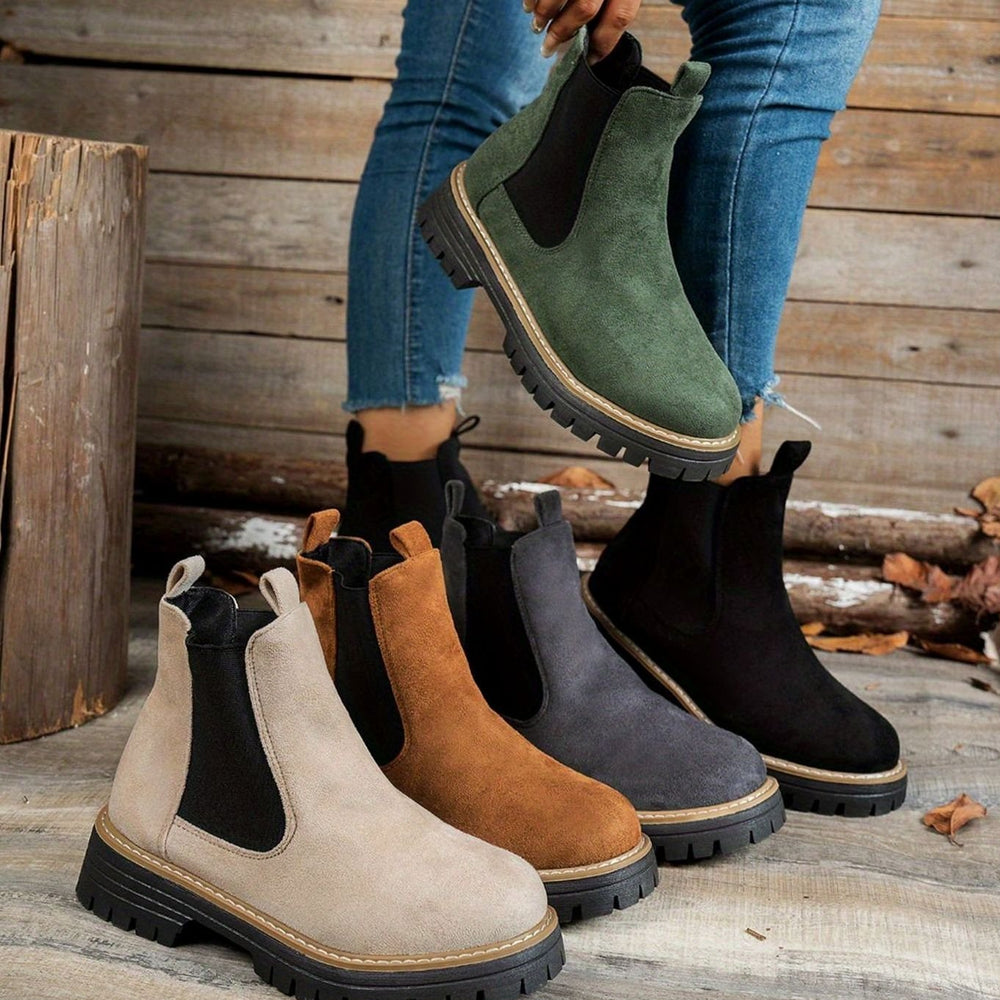 Women's Chunky-Sole Chelsea Slip-On Ankle Boots
