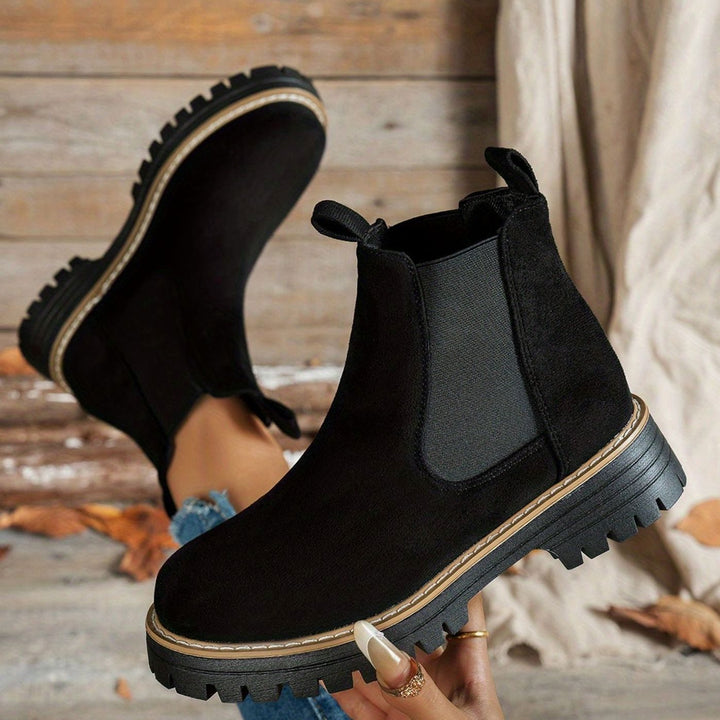 Women's Chunky-Sole Chelsea Slip-On Ankle Boots - Black