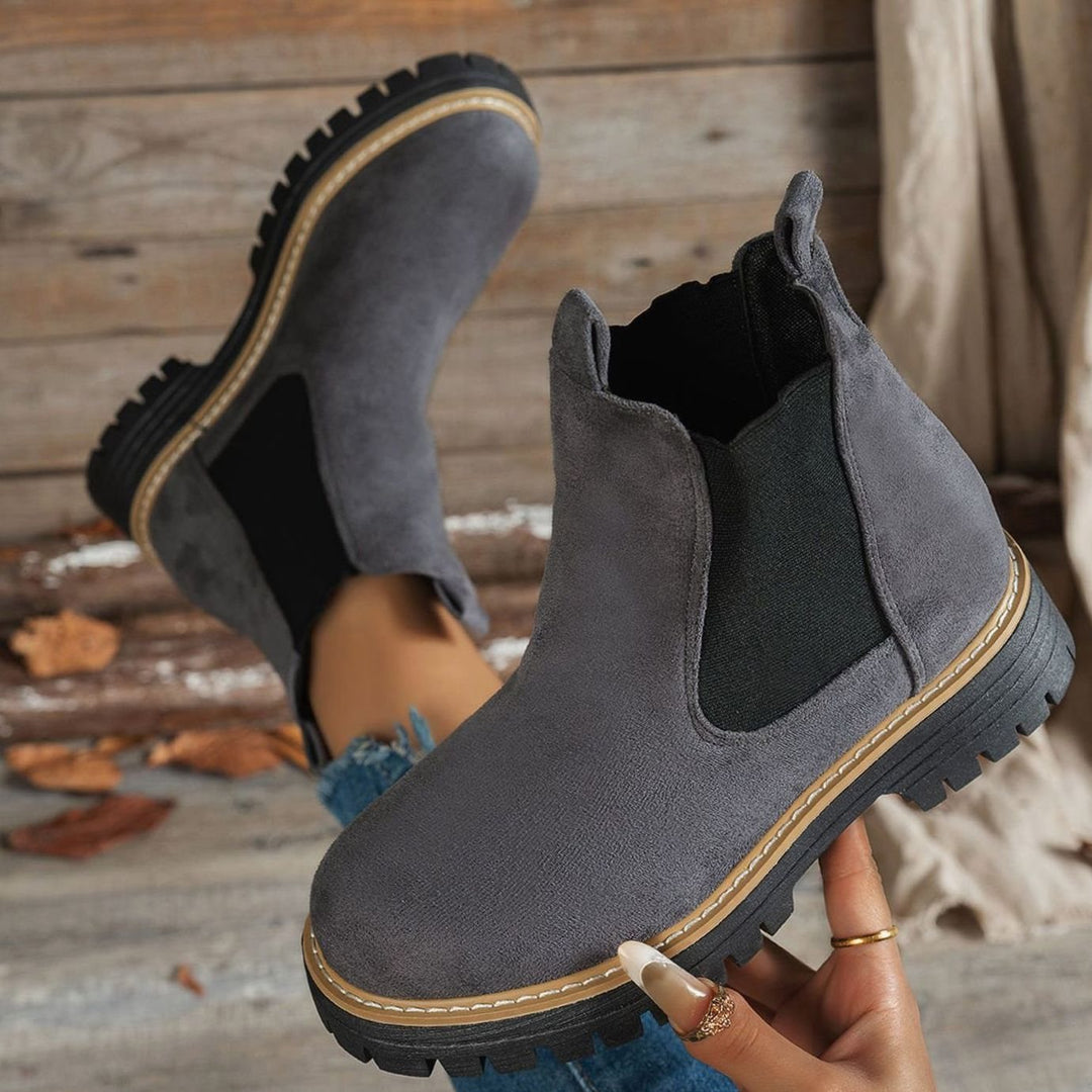 Women's Chunky-Sole Chelsea Slip-On Ankle Boots - Grey